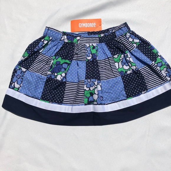Gymboree Girls Blue/White & Green Patchwork Cotton Skirt Size 4 - Picture 9 of 9